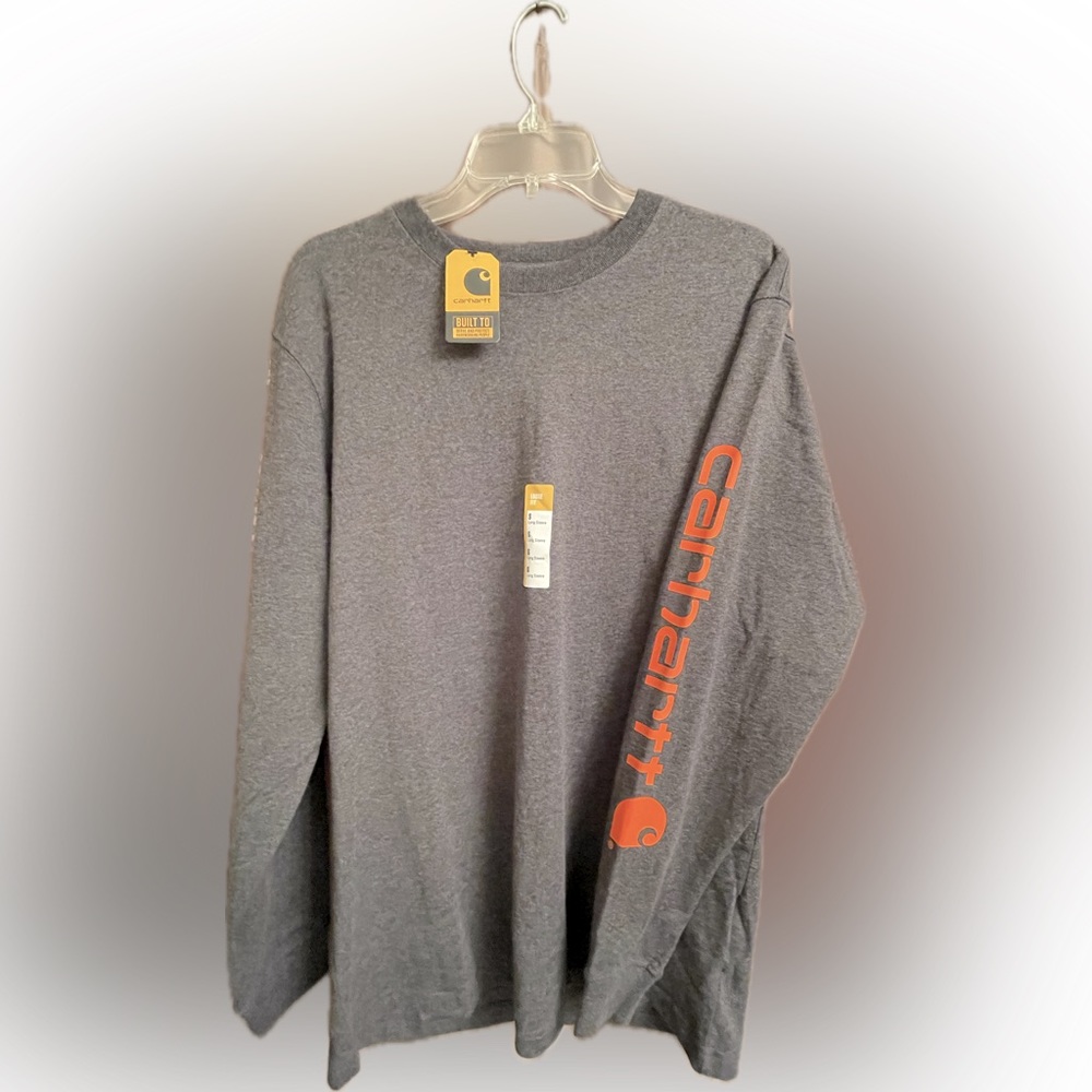 Carhartt Men's Grey and Orange T-shirt